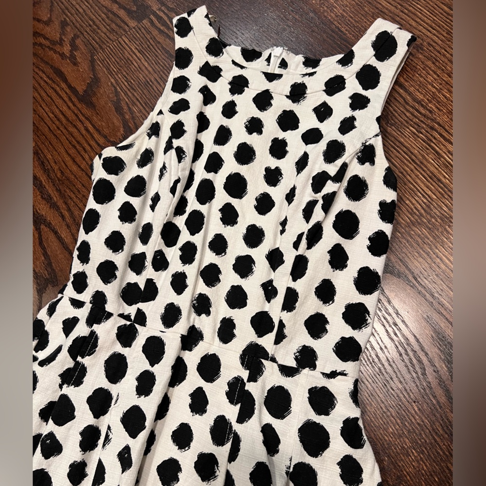 White House Black Market Sleeveless Polka Dot Fit & Flare Dress - Picture 3 of 9